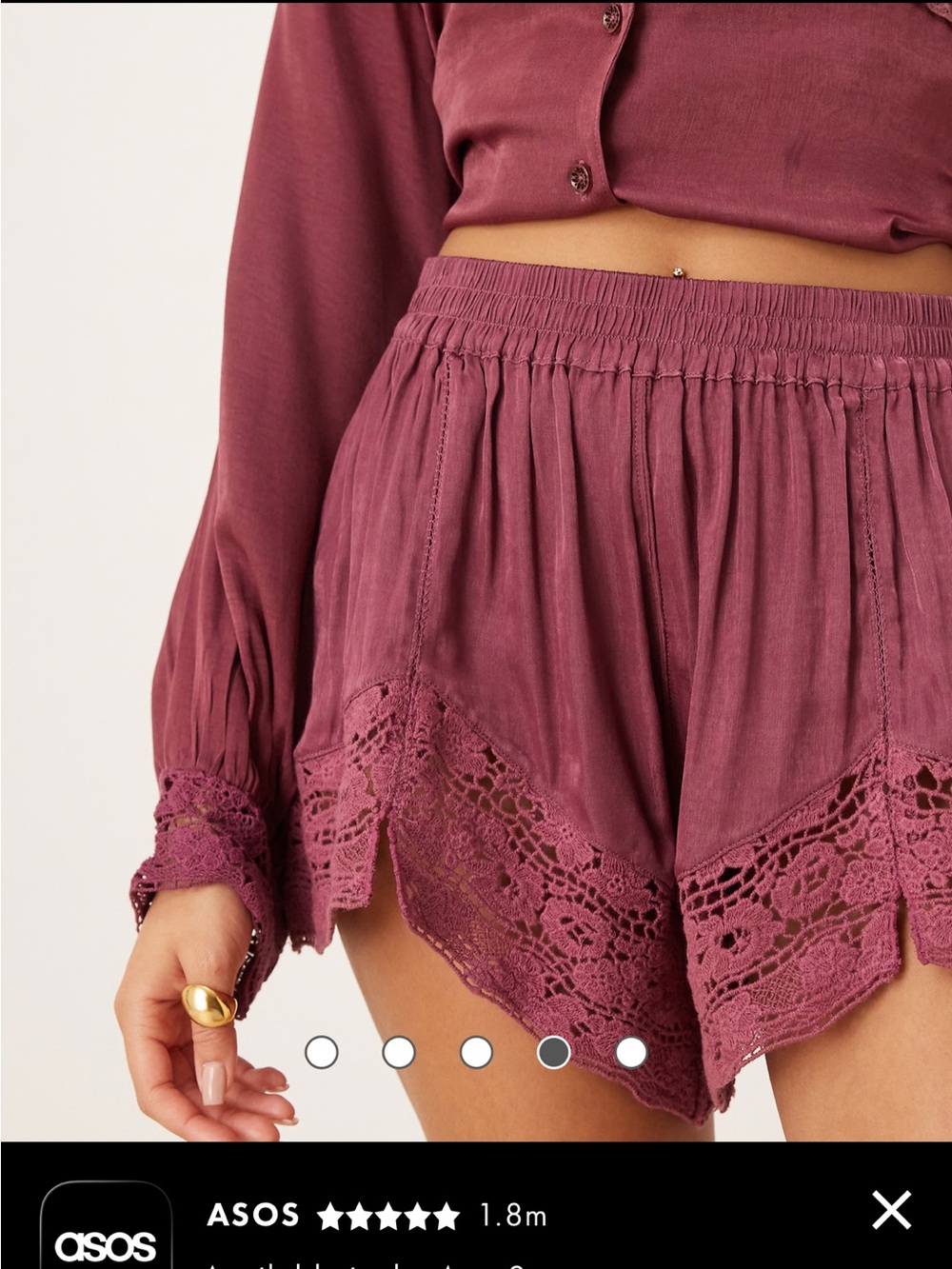 Free People Midnight Muse Crochet-Trim Elastic Waist Shorts